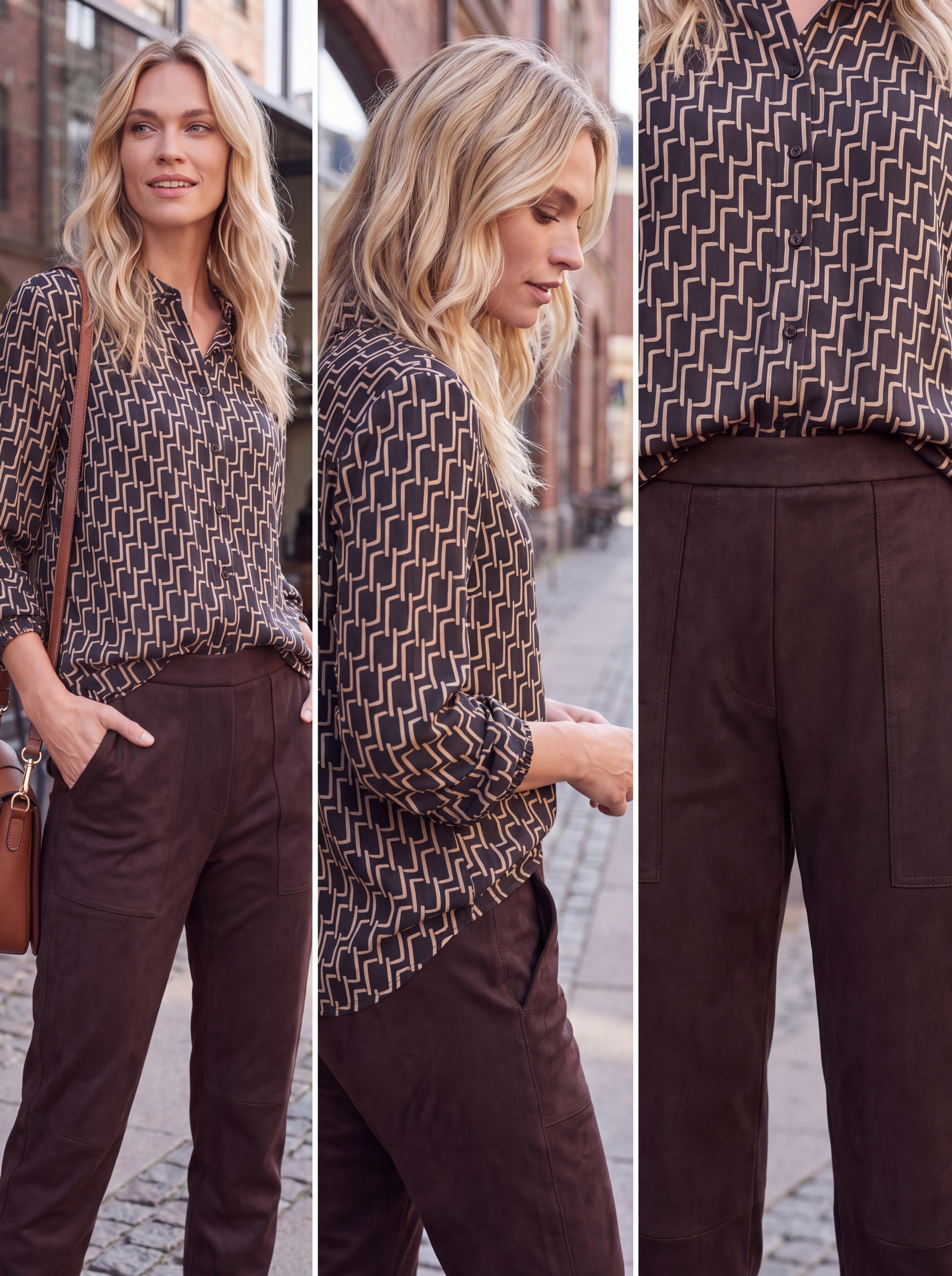 Dámske nohavice v imitácii brúsenej kože BROADWAY NYC FASHION ESPRESSO s.WEAR 1